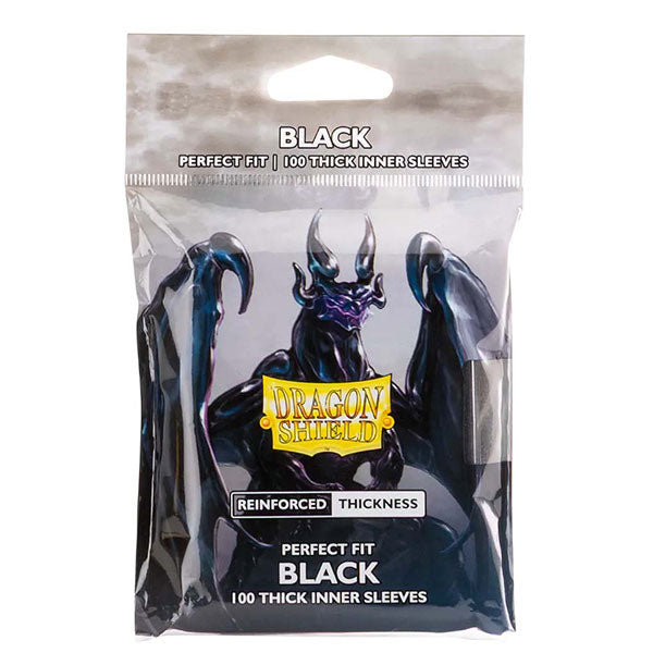 Dragon Shield Sleeves: Perfect Fit Standard- Thick Inner Sleeves- Black (100 ct.)