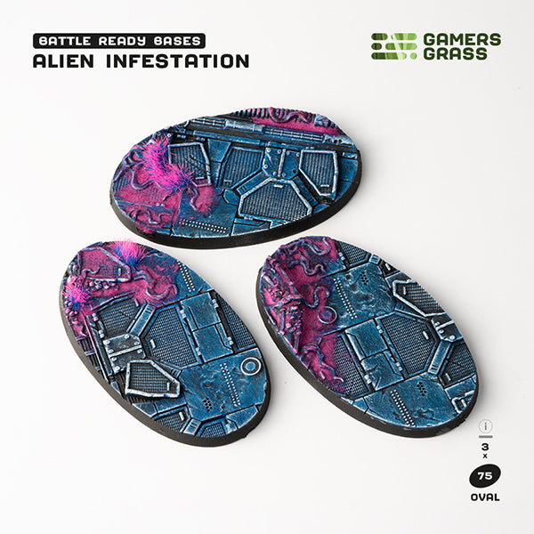 Battle Ready Bases: Alien Infestation- Oval 75mm (x3)- Oval 75mm (x3)