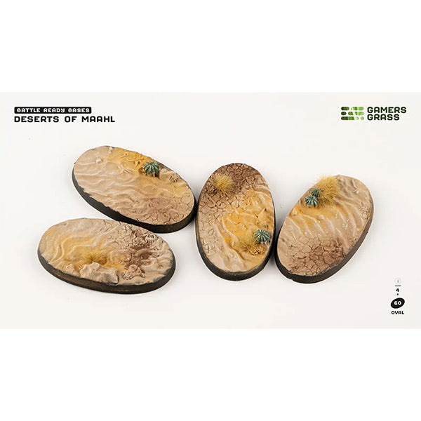 Battle Ready Bases: Deserts of Maahl- Oval 60mm (x4)- Oval 60mm (x4)
