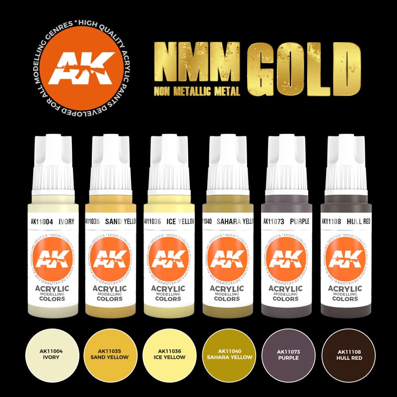 Non-Metallic Metal Gold 3G Acrylic Paint Set (6 Colors) 17ml Bottles