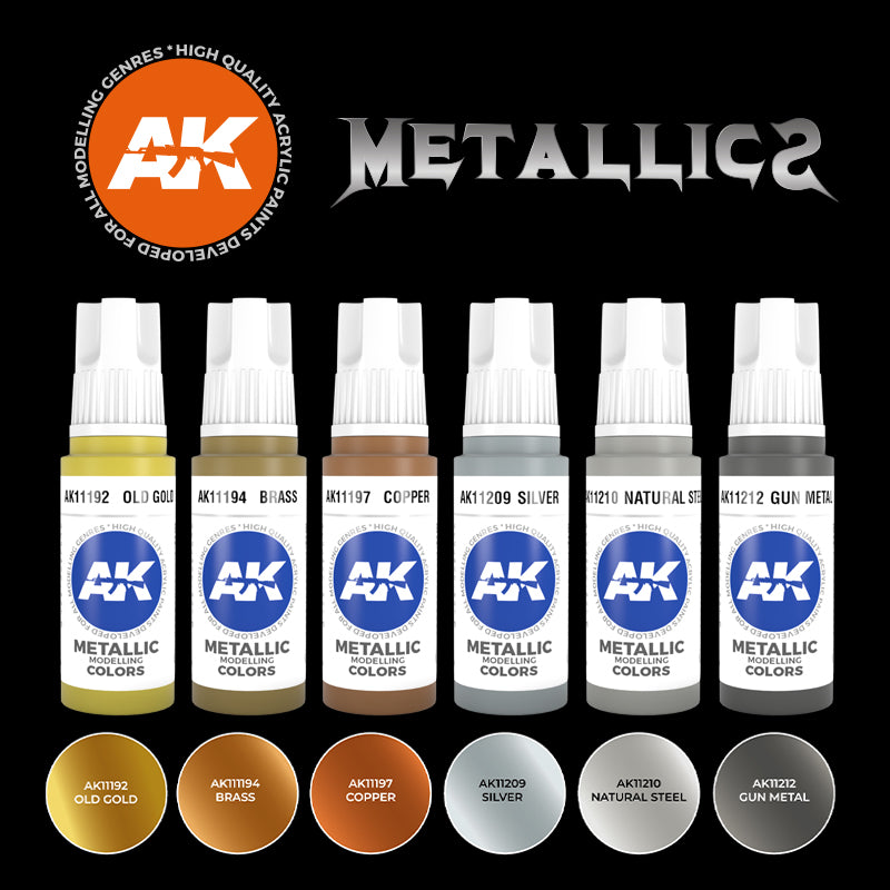 Metallics 3G Acrylic Paint Set (6 Colors) 17ml Bottles