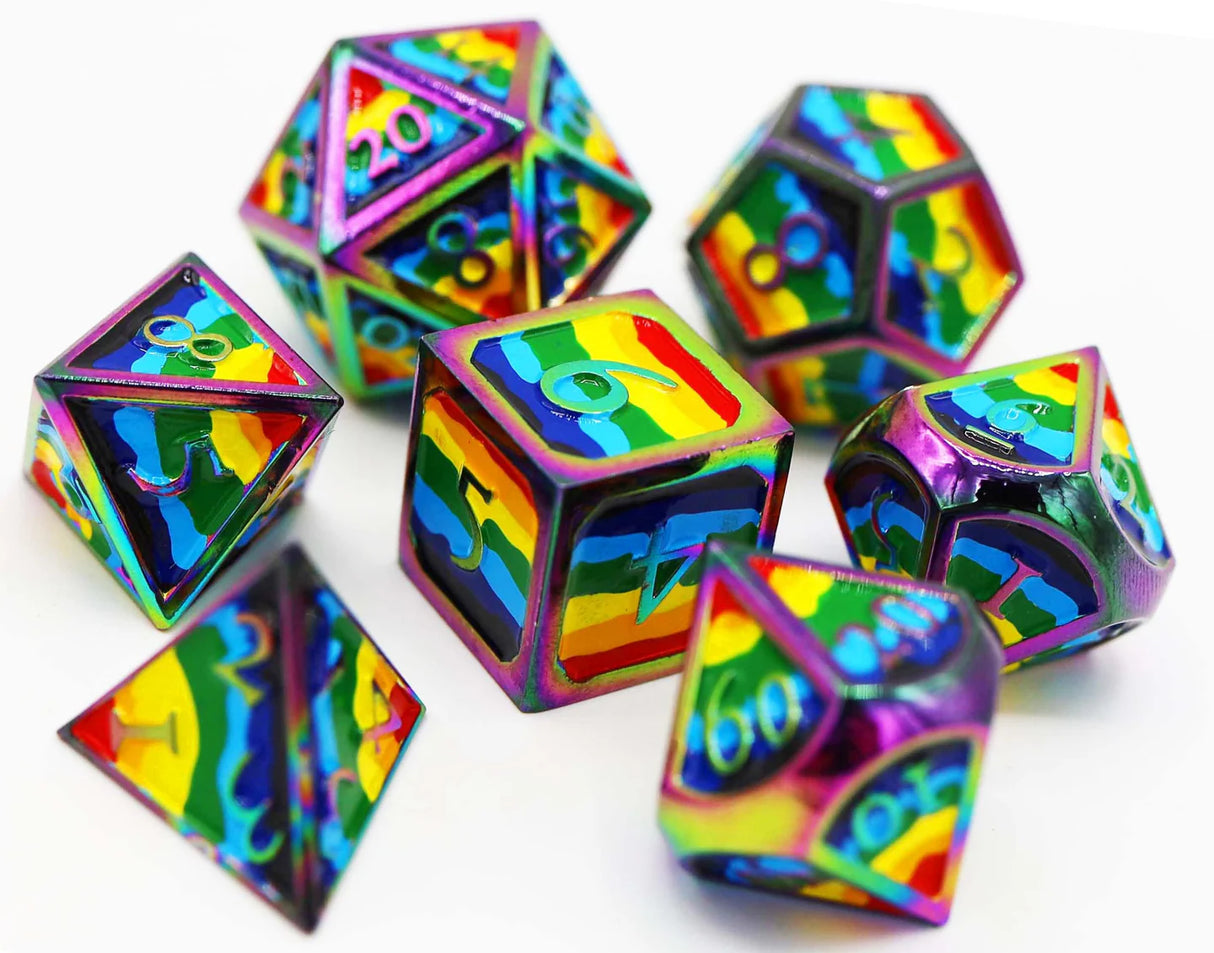 Rainbow Pride Flag Metal RPG Dice Set