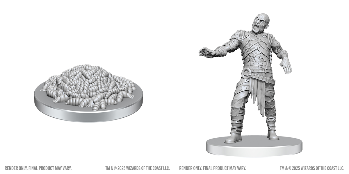 Dungeons & Dragons: Nolzur`S Marvelous Unpainted Miniatures - W28 Swarm Of Rot Grubs & Rot Grub Vict