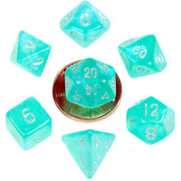 10mm Mini Polyhedral Dice set: Stardust Turquoise