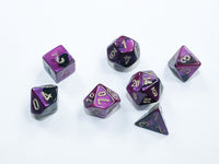 Gemini: Mini-Polyhedral Black-Purple/gold 7-Die Set