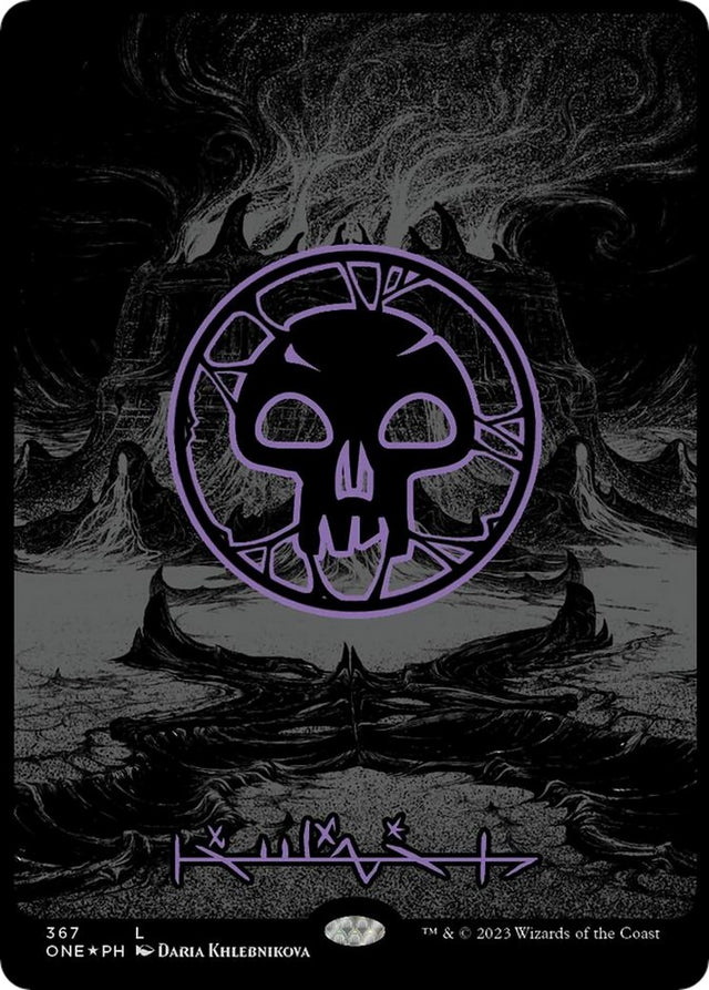 Swamp (Phyrexian) - Full Art (Oil Slick Raised Foil)