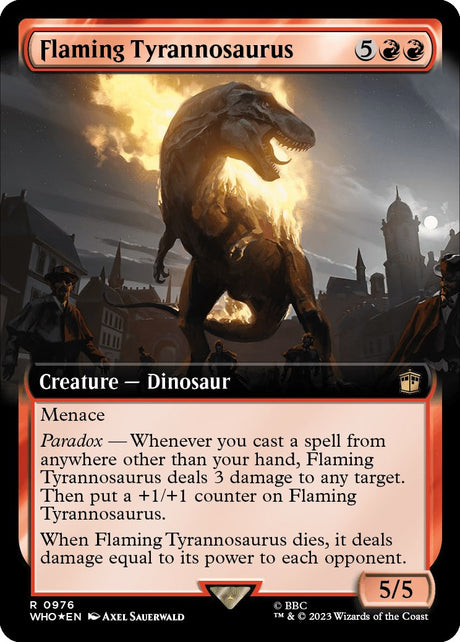 Flaming Tyrannosaurus (Extended Art) (Surge Foil)