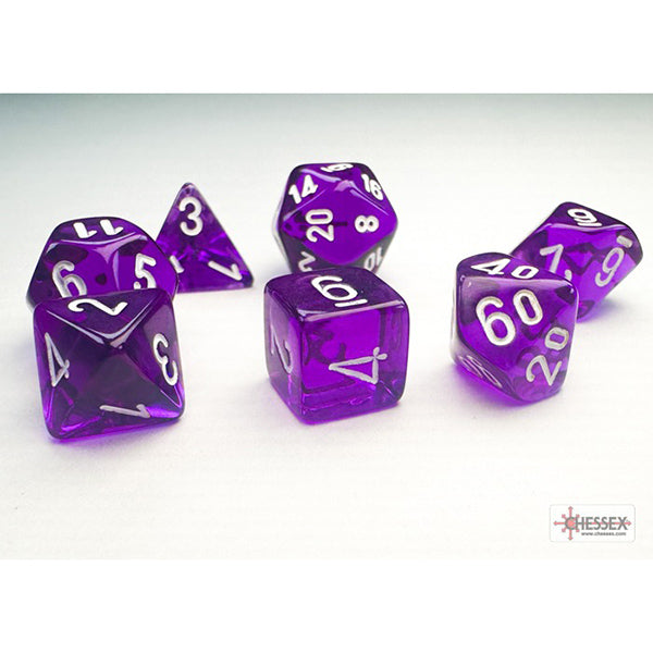 7-Die Set Mini Translucent: Purple/White