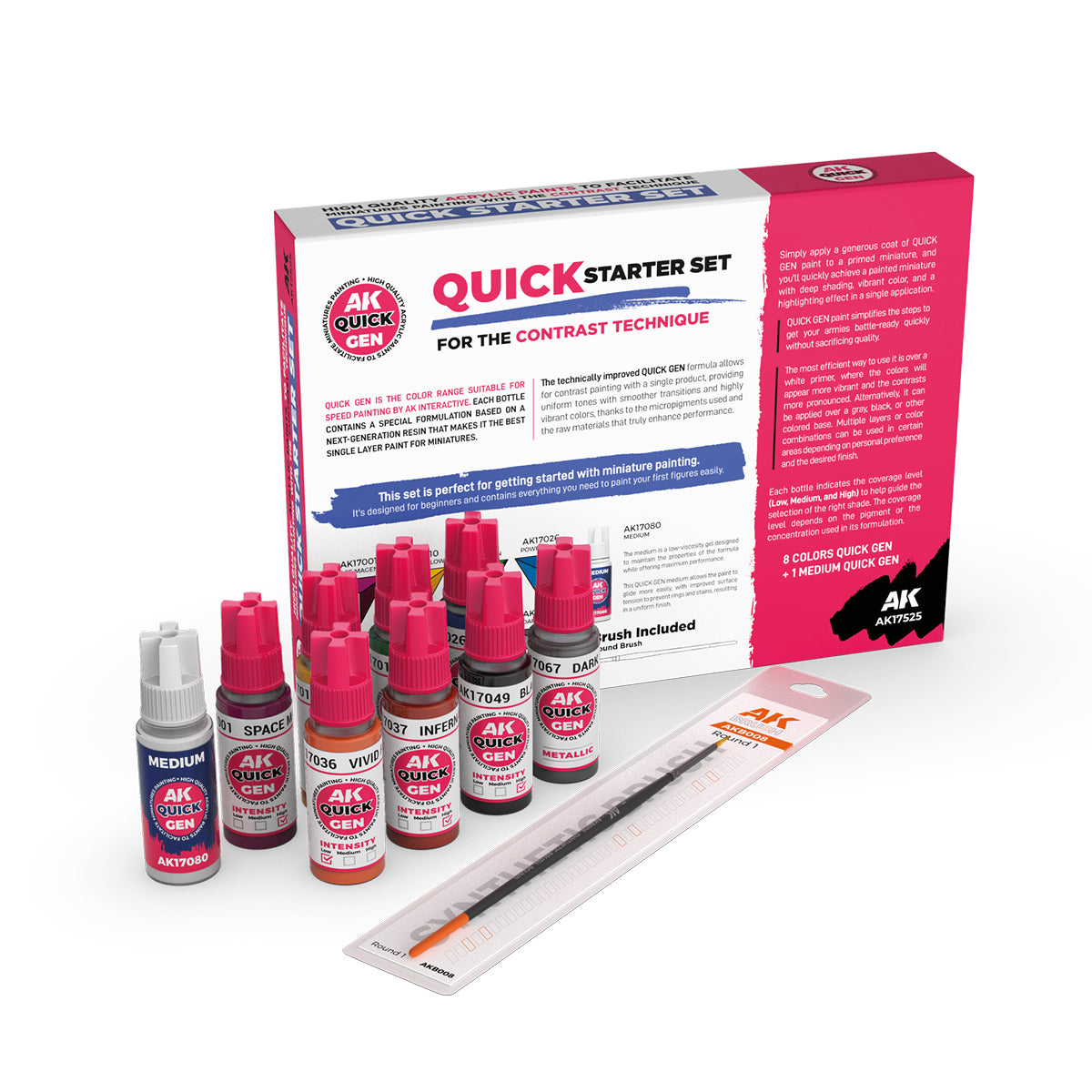 Quick Gen: Acrylic Paint Starter Set (8 Colors &  Medium)