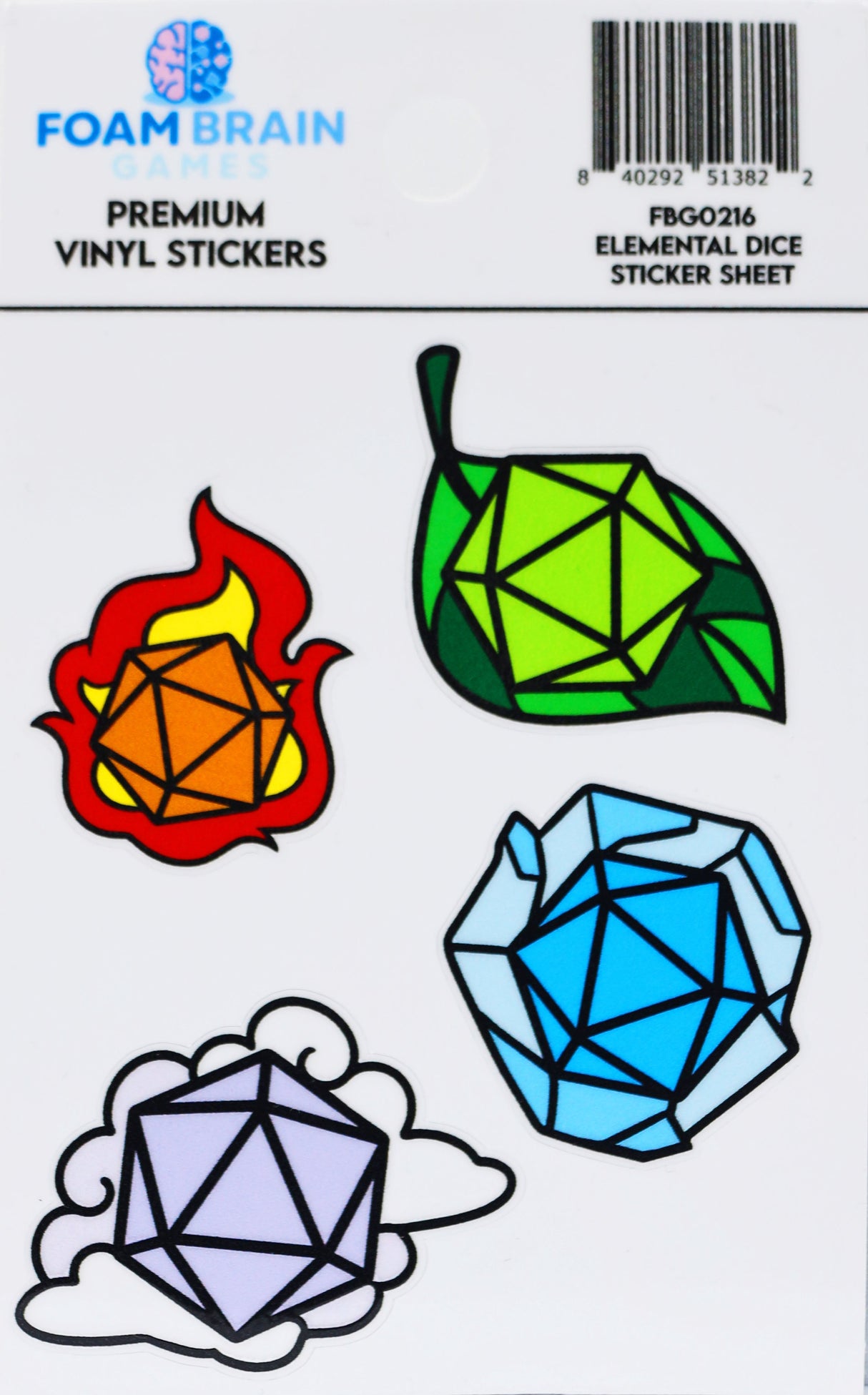 Elemental Dice Sticker Sheet