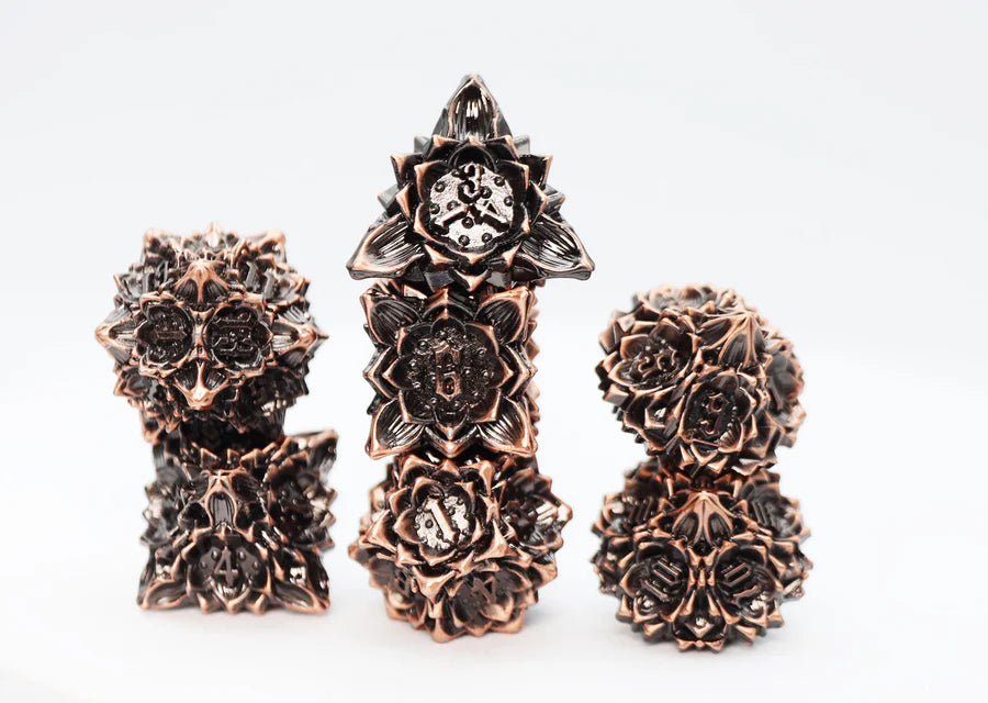 Floral Starburst: Ancient Bouquet - Metal  RPG Dice Set