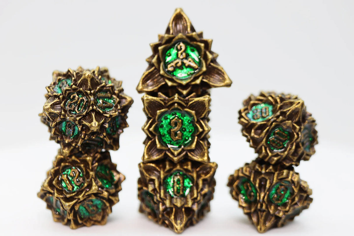Floral Starburst: Old  Growth - Metal RPG  Dice Set