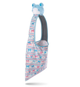 Plushie Tote Bag: White Transgender Pride Tote Bag + Blue Frog Plushie