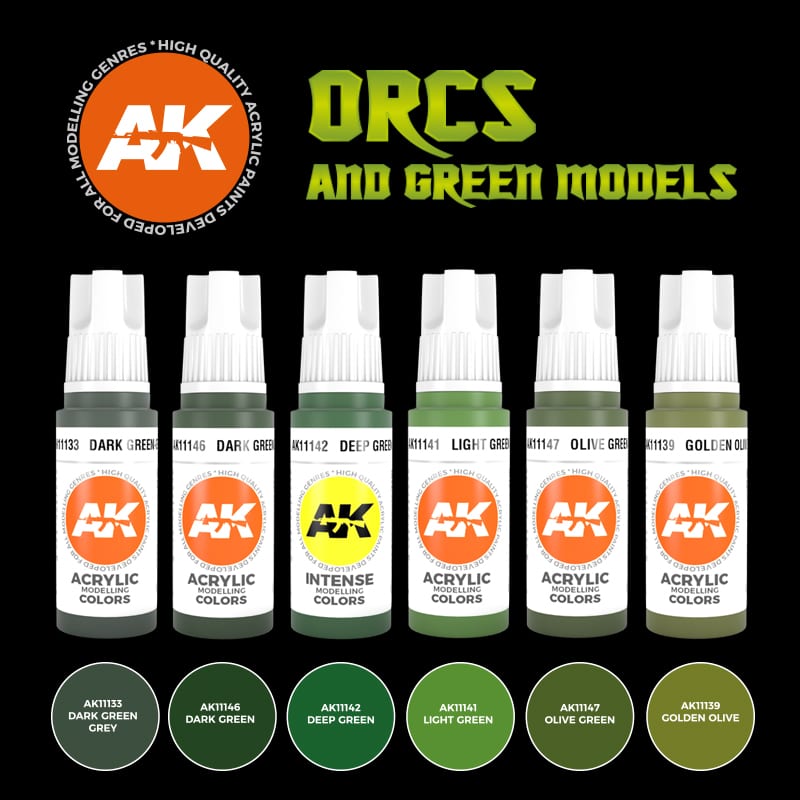 Orcs & Green Models 3G Acrylic Paint Set (6 Colors) 17ml Bottles