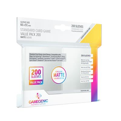 Matte Sleeves Standard Card Game-Size Value Pack 200 (New)