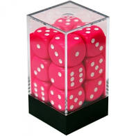 1 - Opaque 16mm Pink/White d6 Dice Set