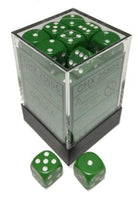 Opaque Green & White 12mm D6 Dice 36 Ct