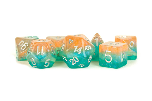 16mm Resin Poly Dice Set: Layered Stardust Sunset