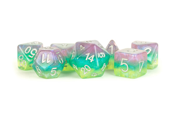 Layered Stardust Radiance 16mm Resin Poly Dice Set