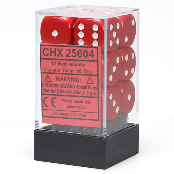 16mm d6 Opaque: Red/white Dice Set