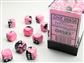 Gemini® 12mm d6 Black-Pink/white Dice Block™ (36 dice)