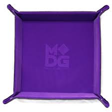 Dice Tray: Velvet Folding Tray w/ Leather 10" x 10" Purple