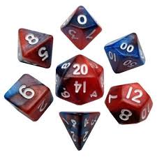 7-Die Set Ethereal: 10mm (mini) Red-Blue/White