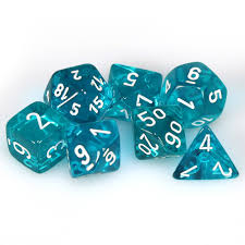 7-Die Set Translucent: Teal/White