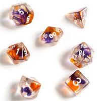 RPG Dice Set (7): Purple, Orange, Clear