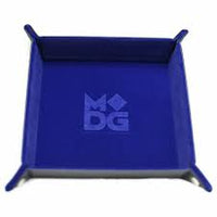 Dice Tray: Velvet Folding Tray w/ Leather 10" x 10" Blue