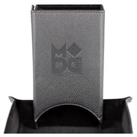 Fold Up Leather Dice Tower: Black